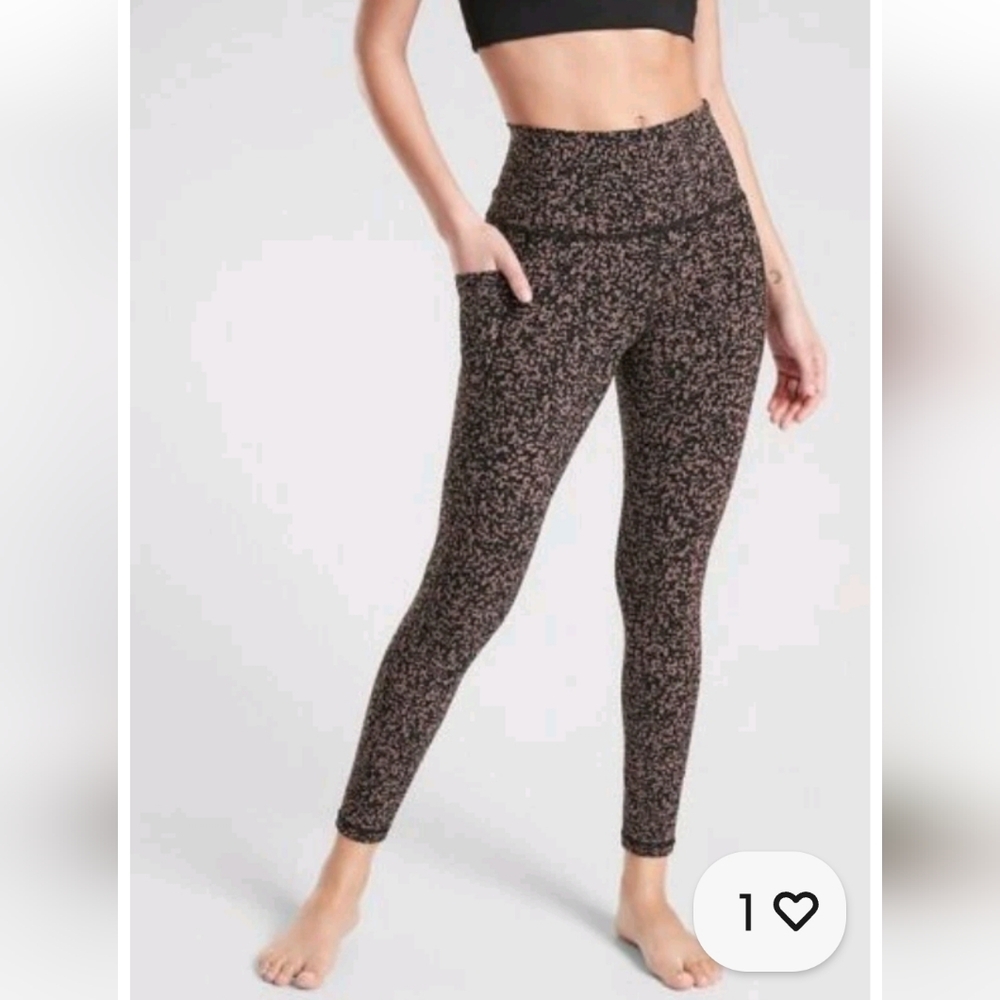 Athleta Salutation Pink & Black Gravel Print High-Rise Leggings S